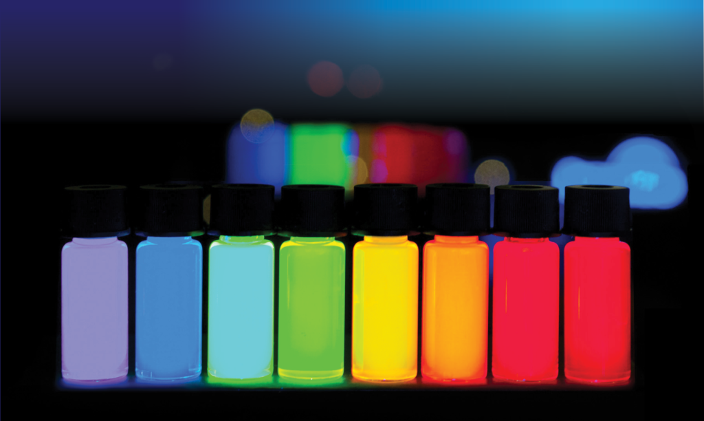 Fluorescent quantum dots of various sizes and colours