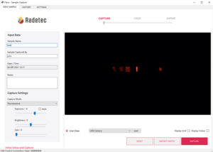 Screenshot of the Flare software while imaging a QDs-based LFA strip.