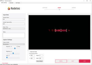 Screenshot of the Flare software. A Region Of Interest is selected on a QDs-based LFA strip.