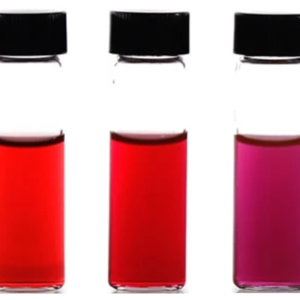 Gold nanoparticles of various sizes.